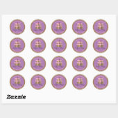 Sticker Rond Gâteau Au Frosting Rose Cerise Boulangerie Maison (Feuille)