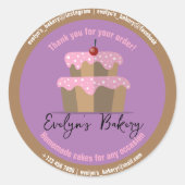Sticker Rond Gâteau Au Frosting Rose Cerise Boulangerie Maison (Devant)