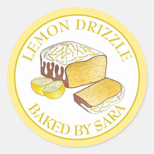 Sticker Rond Gâteau aux éponges au citron confit cuit maison (Devant)