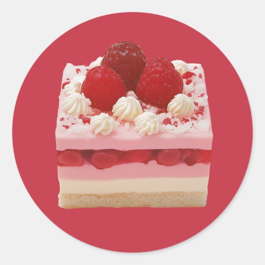 Sticker Rond Gâteau aux framboises (Devant)