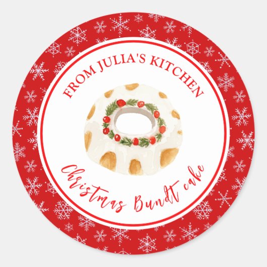 Sticker Rond Gâteau Bundt de Fêtes de Fin d'Année (Devant)
