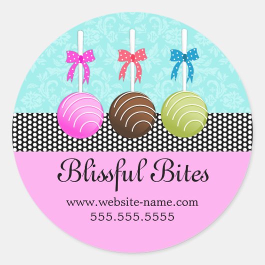 Sticker Rond Gâteau coloré Pops Damask (Devant)