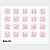 Sticker Rond Gâteau Coquette Rétro Cœur Ruban Rose Mariage (Feuille)
