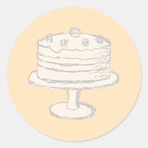 Sticker Rond Gâteau couleur crème sur Arrière - plan beige.