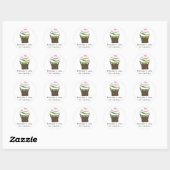 Sticker Rond Gâteau cupcake glacé avec une phrase mignonne (Feuille)