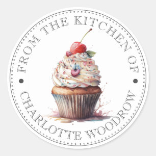 Sticker Rond Gâteau cupcake glaçé rouge velours