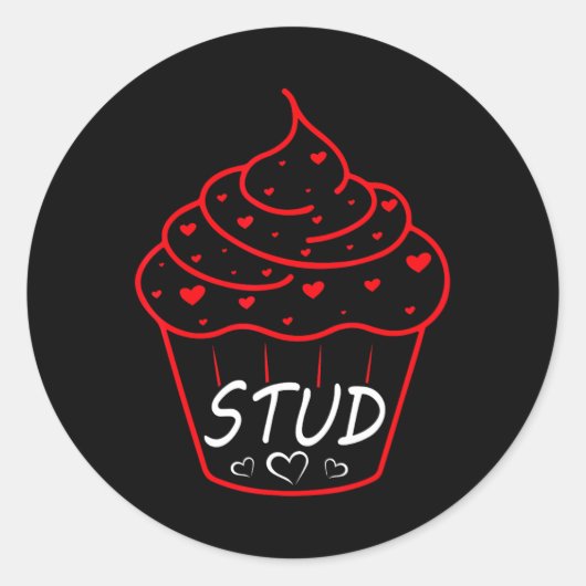 Sticker Rond Gâteau Cupcake Saint-Valentin Muffin Stud Cœur d'A (Devant)