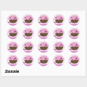 Sticker Rond Gâteau Cupcake Smartie Rose et Violet (Feuille)