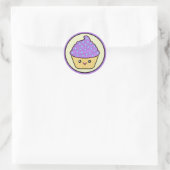 Sticker Rond Gâteau Cuppy Violet Kawaii (Sac)