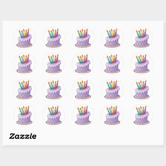 Sticker Rond Gâteau d'anniversaire (Feuille)