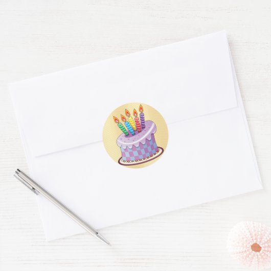 Sticker Rond Gâteau d'anniversaire (Enveloppe)