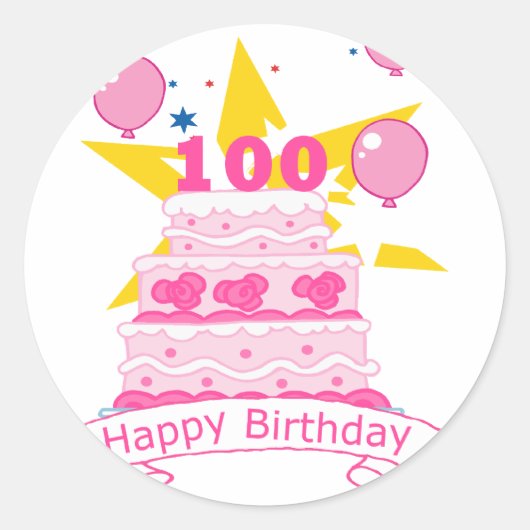 Sticker Rond Gâteau d'anniversaire 100 ans (Devant)