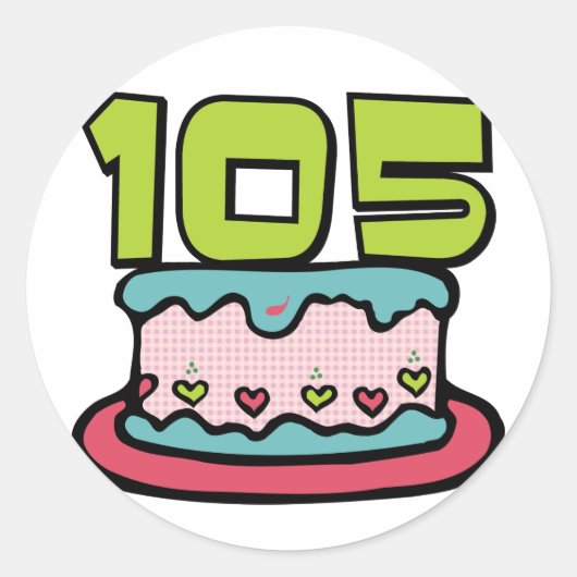 Sticker Rond Gâteau d'anniversaire 105 ans (Devant)