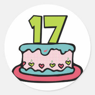 Sticker Rond Gâteau d'anniversaire 17 ans