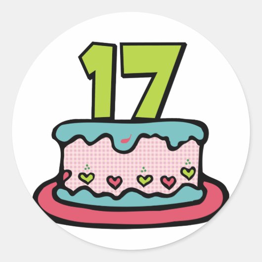 Sticker Rond Gâteau d'anniversaire 17 ans (Devant)