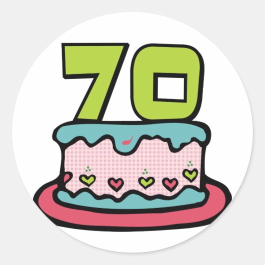 Sticker Rond Gâteau d'anniversaire âgé de 70 ans (Devant)
