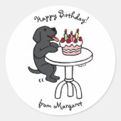 Sticker Rond Gâteau d'anniversaire Black Labrador Cartoon Plain (Devant)