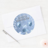 Sticker Rond Gâteau d'anniversaire bleu étincelant (Enveloppe)