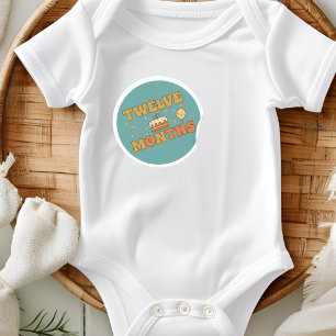 Sticker Rond Gâteau d'anniversaire Boho pour bébé de un an