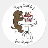 Sticker Rond Gâteau d'anniversaire Chocolat Labrador Cartoon Pl (Devant)