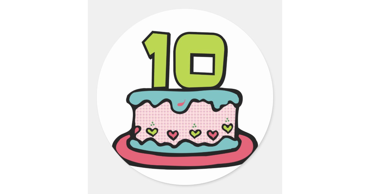 Sticker Rond Gateau D Anniversaire De 10 Ans Zazzle Be