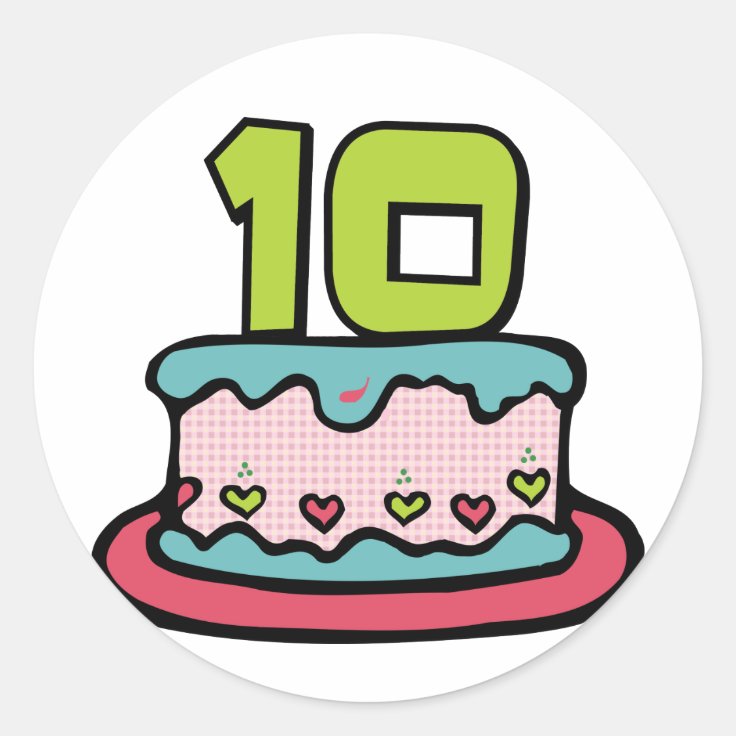 Sticker Rond Gateau D Anniversaire De 10 Ans Zazzle Be