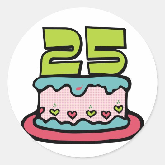 Sticker Rond Gâteau d'anniversaire de 25 ans (Devant)