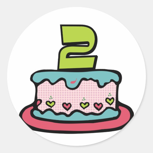 Sticker Rond Gâteau d'anniversaire de 2 ans (Devant)