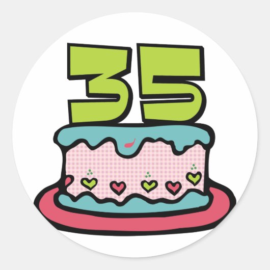 Sticker Rond Gâteau d'anniversaire de 35 ans (Devant)
