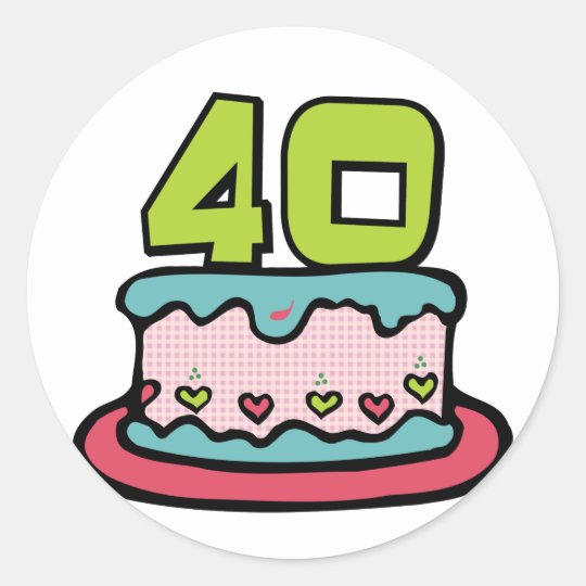 Sticker Rond Gateau D Anniversaire De 40 Ans Zazzle Be