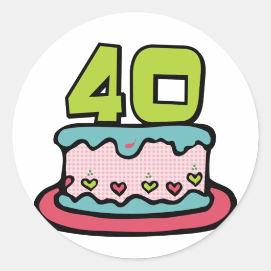Sticker Rond Gâteau d'anniversaire de 40 ans (Devant)