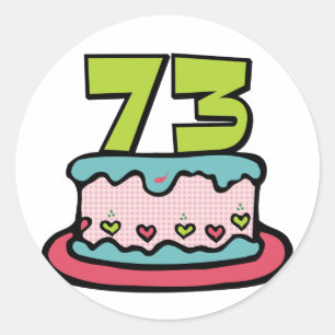 Sticker Rond Gâteau d'anniversaire de 73 ans