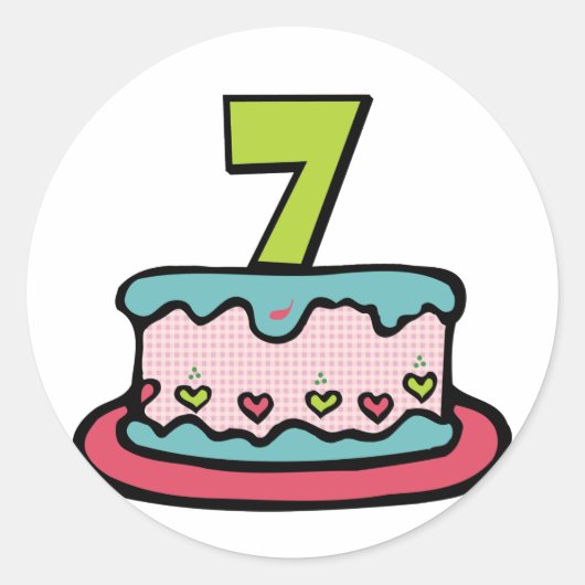 Sticker Rond Gâteau d'anniversaire de 7 ans (Devant)