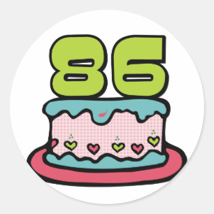 Sticker Rond Gâteau d'anniversaire de 86 ans