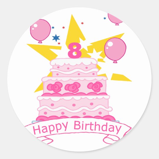 Sticker Rond Gateau D Anniversaire De 8 Ans Zazzle Be