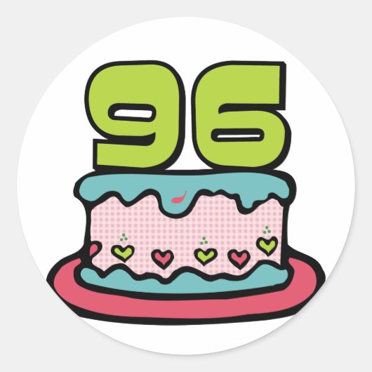 Sticker Rond Gâteau d'anniversaire de 96 ans (Devant)