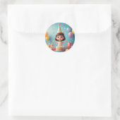 Sticker Rond 🎉 Gâteau d'anniversaire de fille joyeuse Fête (Sac)