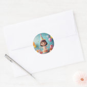 Sticker Rond 🎉 Gâteau d'anniversaire de fille joyeuse Fête (Enveloppe)