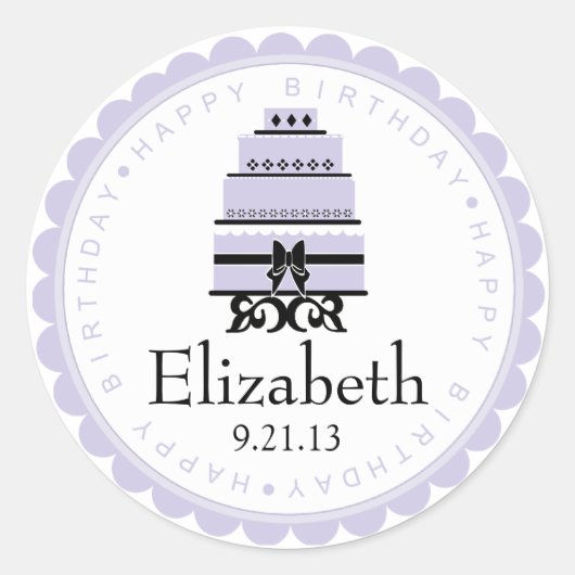 Sticker Rond Gâteau d'anniversaire de la lavande (Devant)