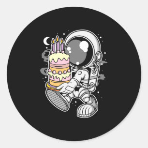 Sticker Rond Gâteau d'anniversaire de l'astronaute