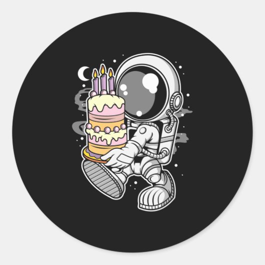 Sticker Rond Gâteau d'anniversaire des astronautes (Devant)