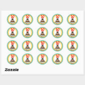 Sticker Rond Gâteau d'anniversaire en feu avec 50 bougies (Feuille)