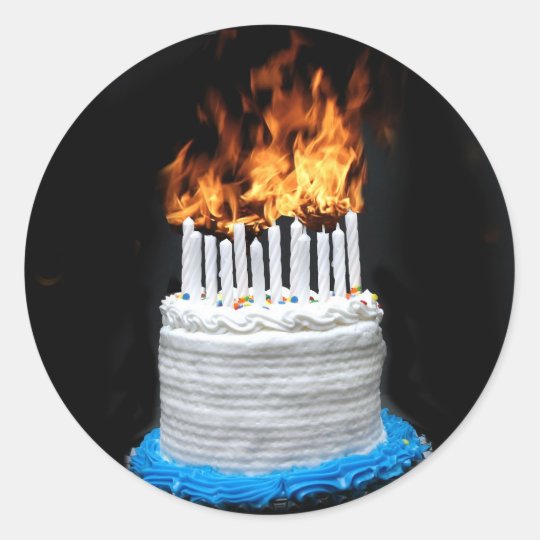 Sticker Rond Gateau D Anniversaire Flamboyant Zazzle Be