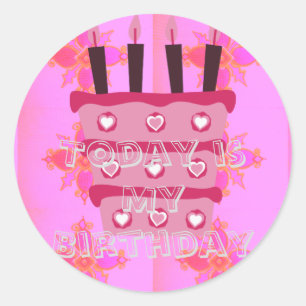 Sticker Rond Gâteau d'anniversaire floral pour elle / Filles Ar