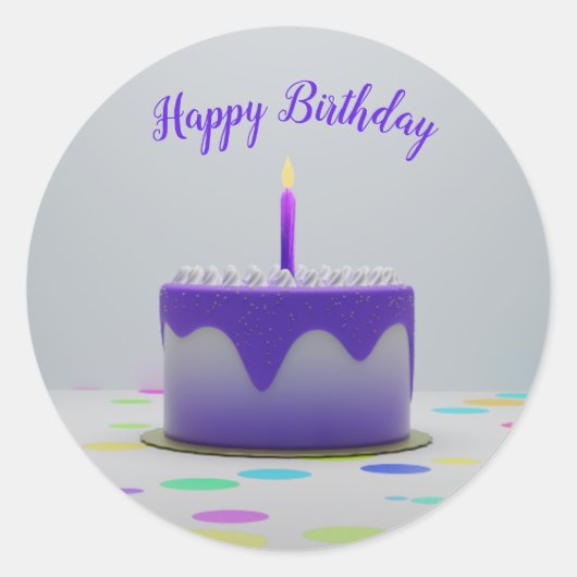 Sticker Rond Gâteau d'anniversaire pourpre (Devant)