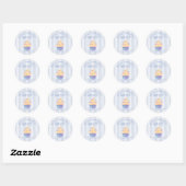Sticker Rond Gâteau d'anniversaire rayé bleu (Feuille)