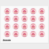 Sticker Rond Gâteau d'anniversaire rose mignon 3 bougies pour l (Feuille)