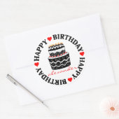 Sticker Rond Gâteau d'anniversaire rouge et noir (Enveloppe)