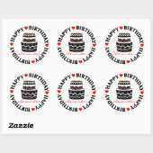 Sticker Rond Gâteau d'anniversaire rouge et noir (Feuille)