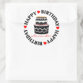 Sticker Rond Gâteau d'anniversaire rouge et noir (Sac)